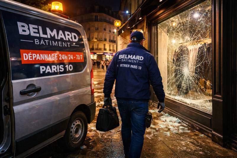 Dépannage d'urgence pour une vitrine cassée Paris 10