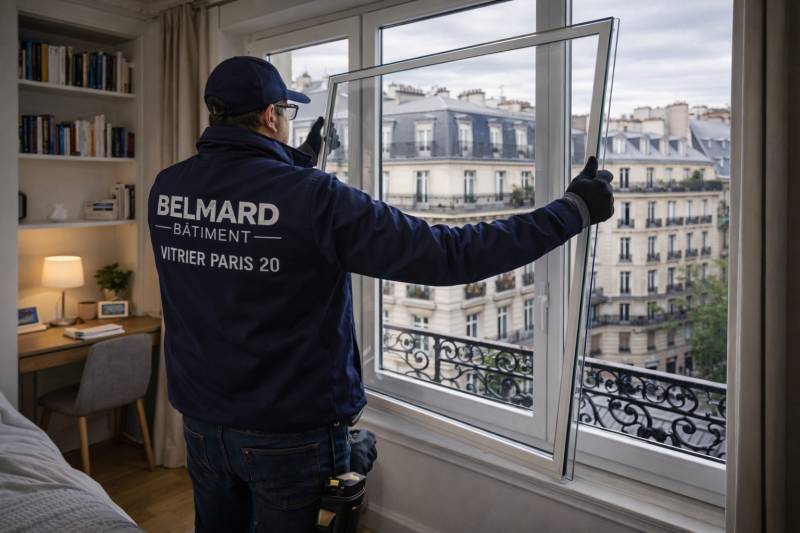 Pose d'un survitrage dans un studio à Paris 20
